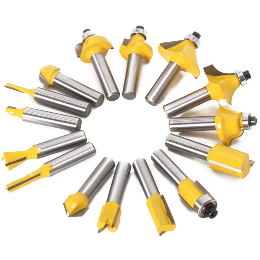 15 Piece Router Bit Set - 1/4 inch Shank - Valkyr Tools