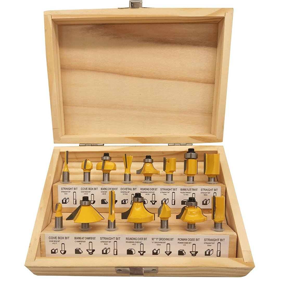 15 Piece Router Bit Set - 1/4 inch Shank - Valkyr Tools