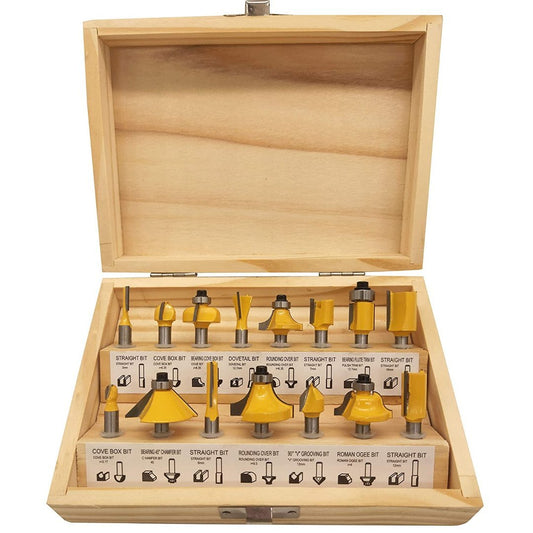 15 Piece Router Bit Set - 1/4 inch Shank - Valkyr Tools