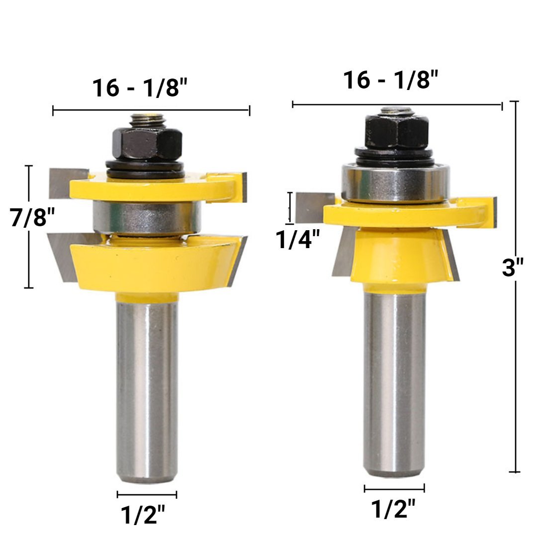Rail & Stile Router Bit - Shaker - 2 Piece Set - 1/2" Shank - Valkyr Tools