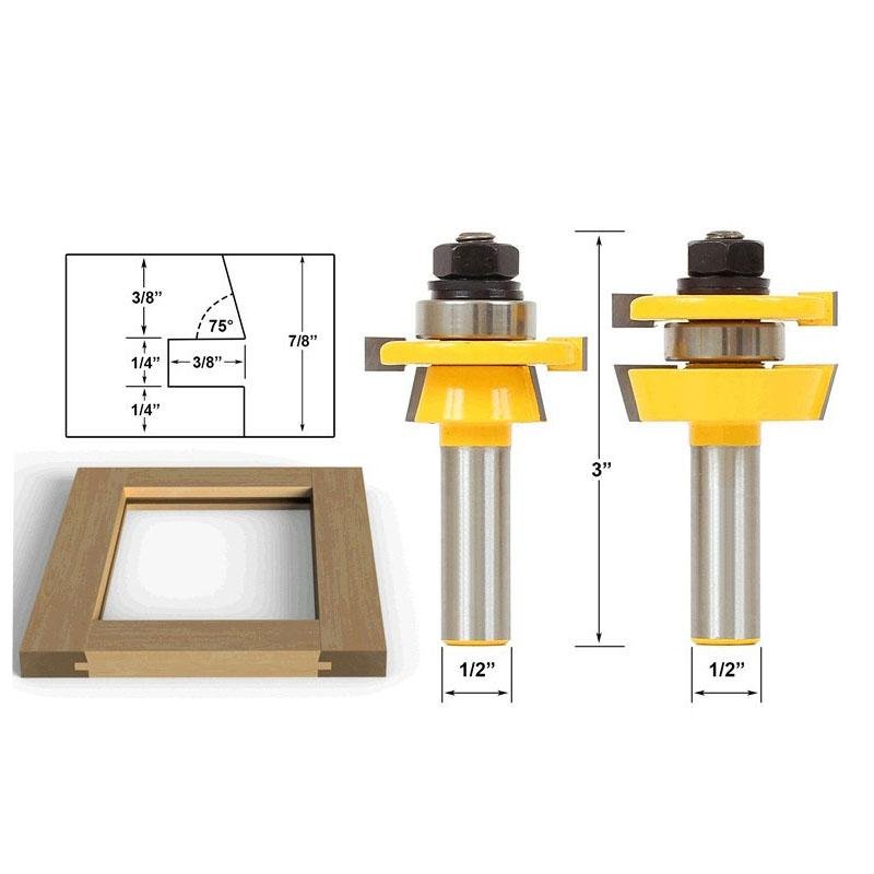 Rail & Stile Router Bit - Shaker - 2 Piece Set - 1/2" Shank - Valkyr Tools