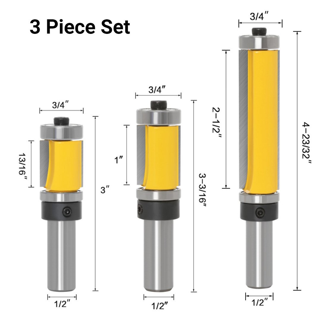 Template & Flush Trim Double Bearing Router Bits - 1/2" Shank - Valkyr Tools