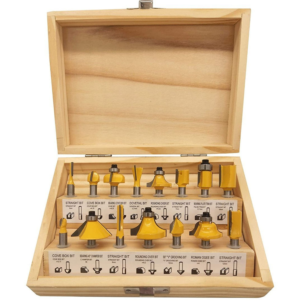 15 Piece Router Bit Set - 1/4 inch Shank – Valkyr Tools