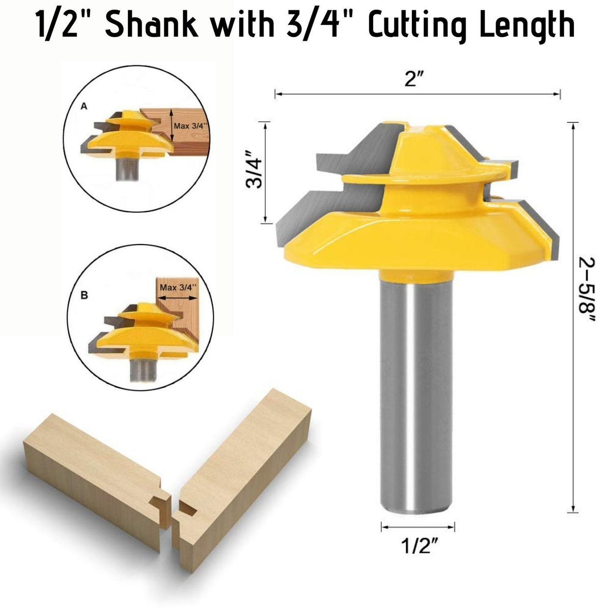 Miter Router TimberLock™ 45° Lock Miter Router Bit - 1/2