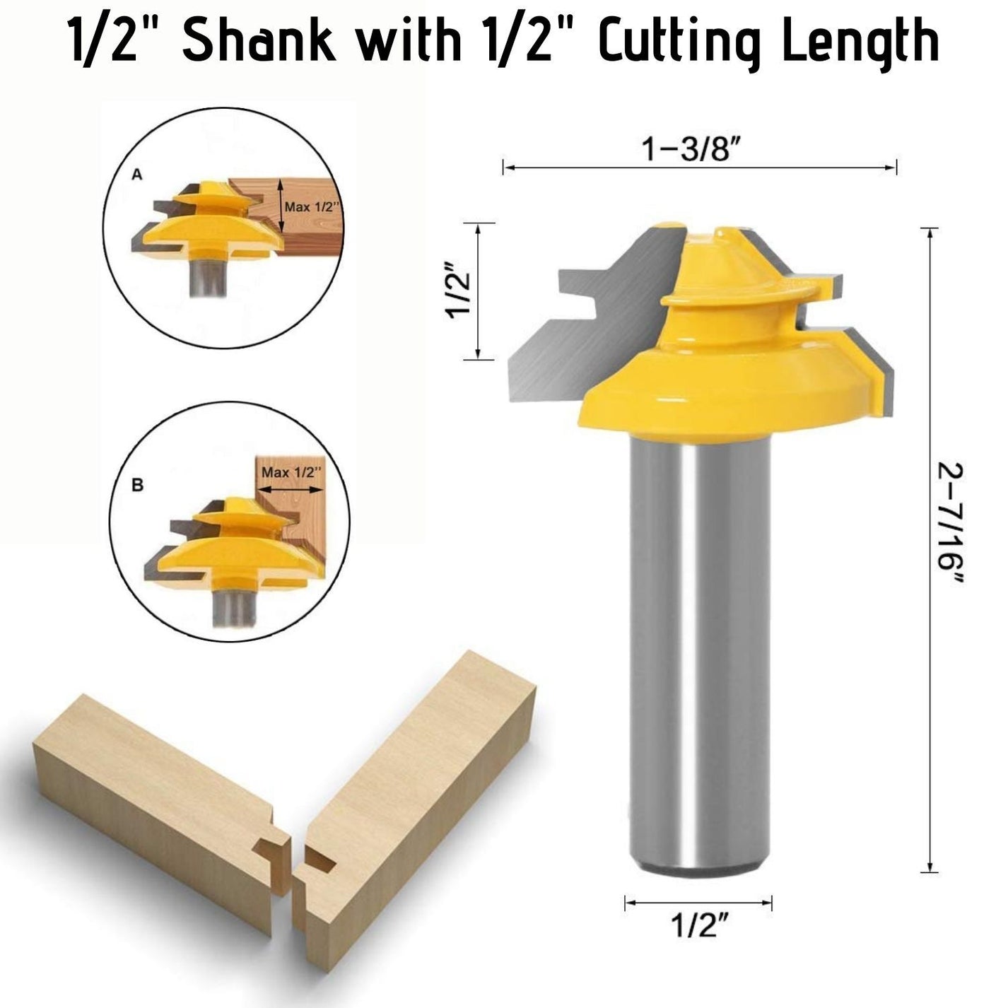 TimberLock™ 45° Lock Miter Router Bit - 1/2